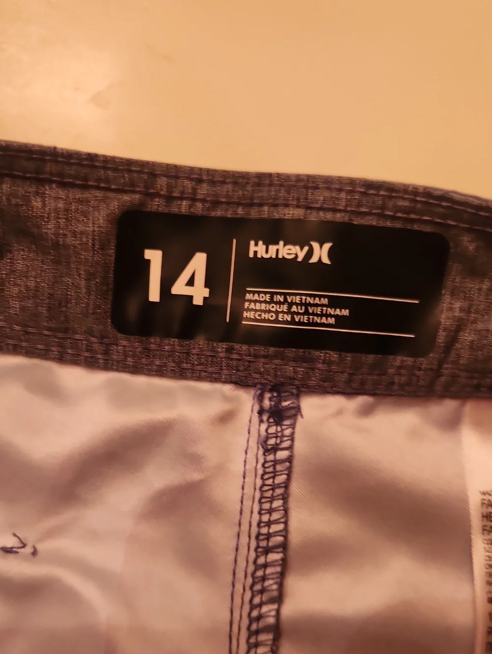Hurley Boys Outrigger Striped Boardshorts Swim Trunks Navy Yellow 14